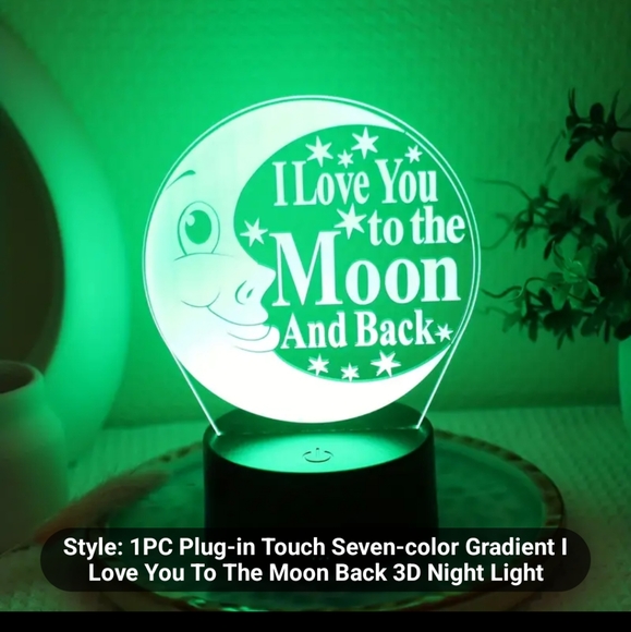 Touch sensitive 7 color love you to the moon and back 3D night light NIB - Picture 4 of 7